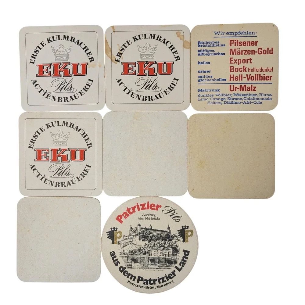 Vintage German Beer Coasters Lot of 8 EKU Urbanus Patrizier‎ Winkler